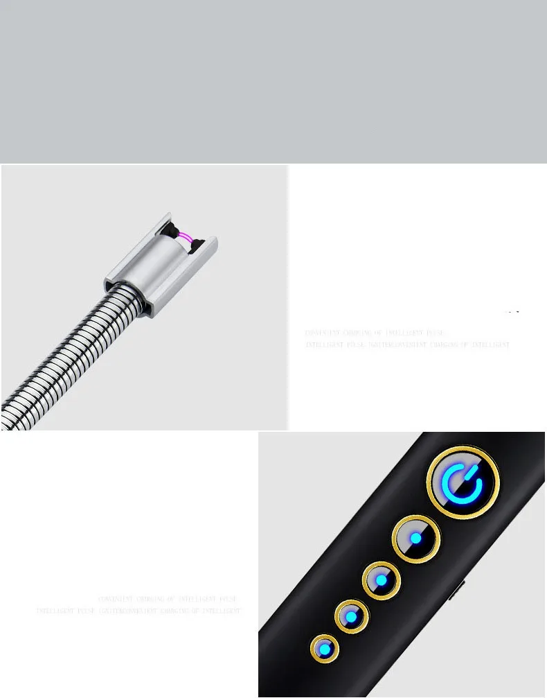 New USB Charging Arc Pulse Kitchen BBQ Igniter LED Power Display Safety Bend Igniter Cigarette Windproof Lighter