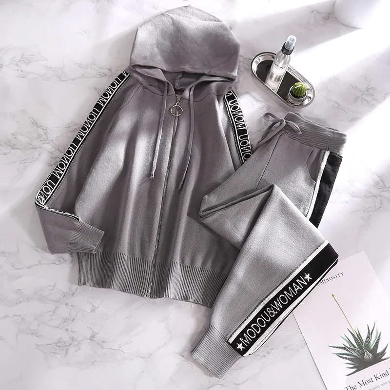 ALPHALMODA 2018 новые женские трикотажные спортивные костюмы с длинным рукавом Bf стиль