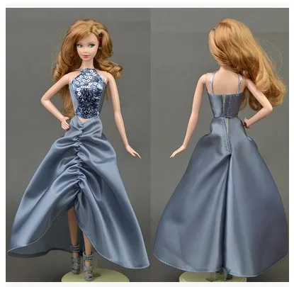 Gray a dress only Брендовая Новинка, хорошее качество, одежда, пальто, брюки, облегающее Вечернее красное, синее кружевное платье, юбка, аксессуары для BB 1:6, кукла BBI00590 - Цвет: Gray a dress only
