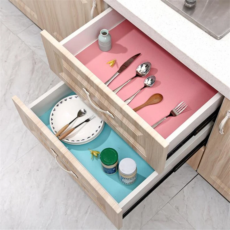 Candy Color Waterproof Kitchen Table Mat Drawers Cabinet Shelf Liners Non-Slip Cupboard Placemat Home Wardrobe Pad Shoes | Дом и сад