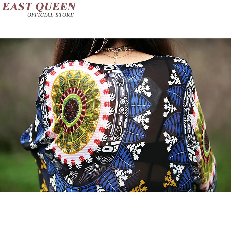 Женская летняя пляжная блузка длинное кимоно с принтом в виде племена 2018|cardigan