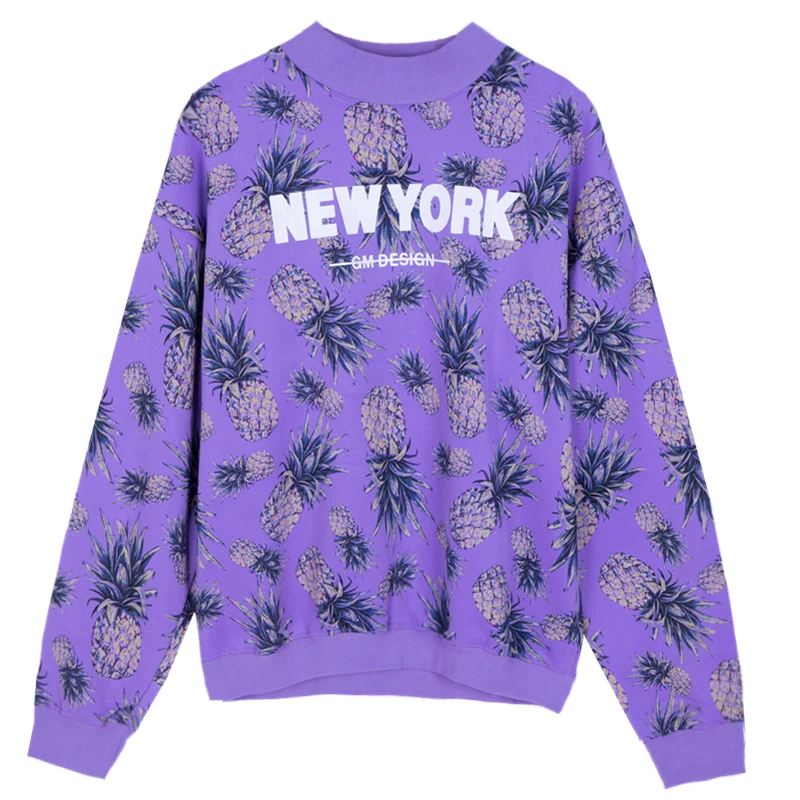 Уличная волнистая индивидуальная толстовка с полувысоким воротником принтом