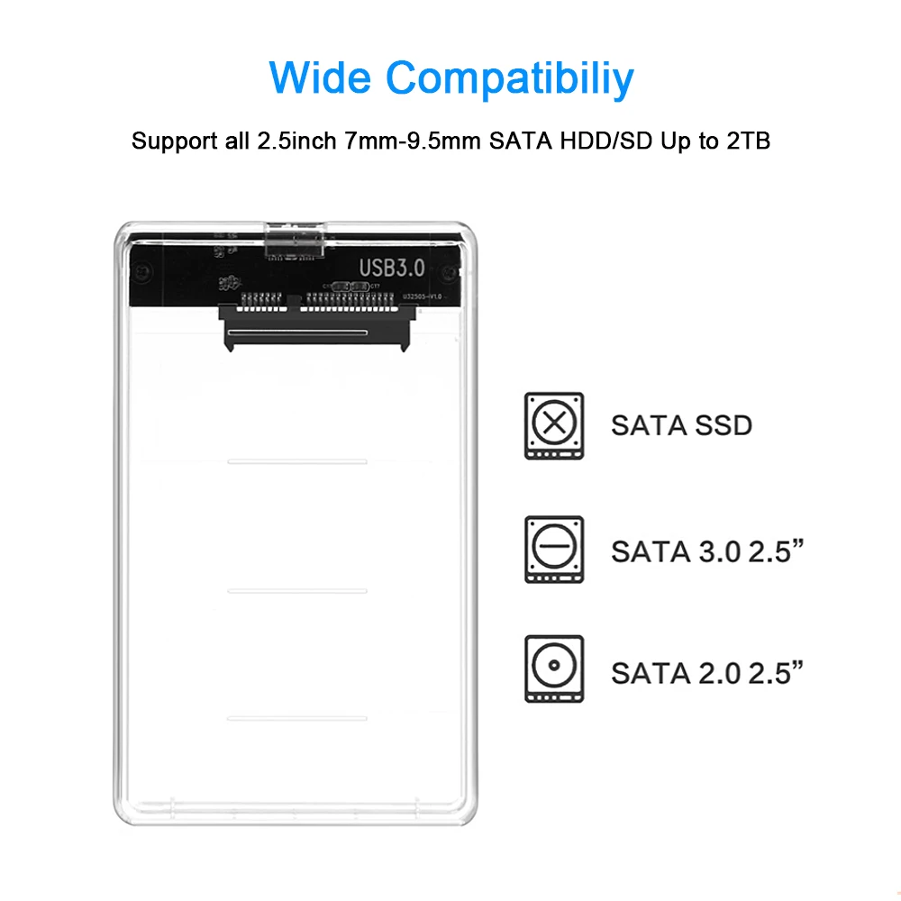 5 шт. прозрачный чехол для внешнего жесткого диска USB 3 0 SATA Hd 2 дюйма Гбит/с|Корпус