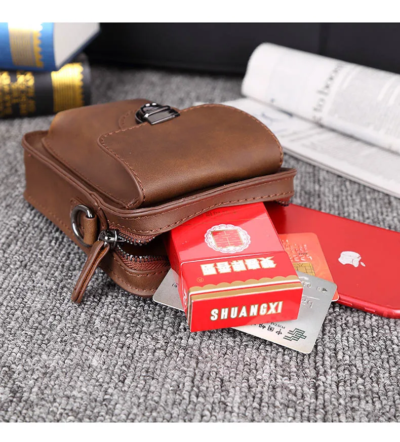 Мужская Ретро сумка-мессенджер из искусственной кожи, Новая повседневная сумка на плечо, высокое качество, коричневая маленькая квадратная сумка, многофункциональная сумка для хранения