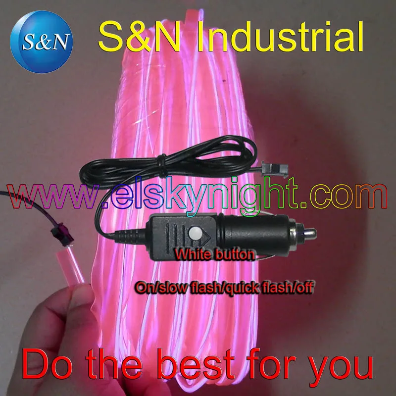 

DC12V cigar plug el wire controller/driver/inverter+3meter pink el wire with skirt /flat edge for car decoration free shipping
