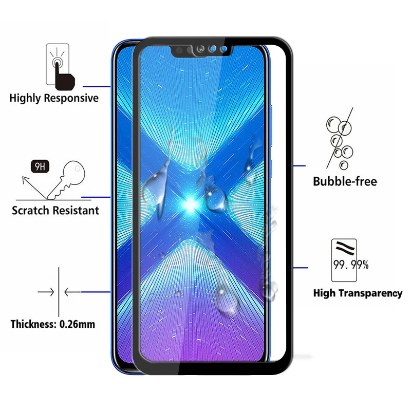 Бронированный лист на для huawei Honor 8X закаленное стекло Max 8xmax защита экрана X8 8C Защитная 8A Броня Xonor 8 X Mah Honer C8