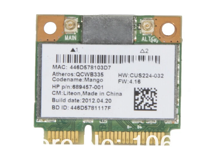 Мини pci e беспроводная wifi Экспресс карта для HP Atheros QCWB335 PCI E WIFI Беспроводная + Bluetooth BT