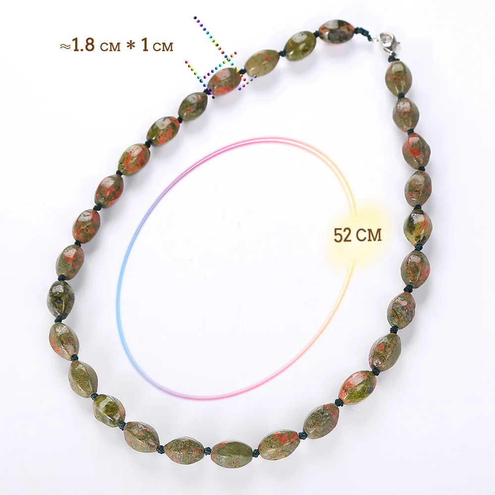 Yumten Unakite Necklaces Femme Short Sautoir Crystal Stone Jewelry Trendy Women Beaded Chains Anniversary Juwelen Geometric Rope | Украшения