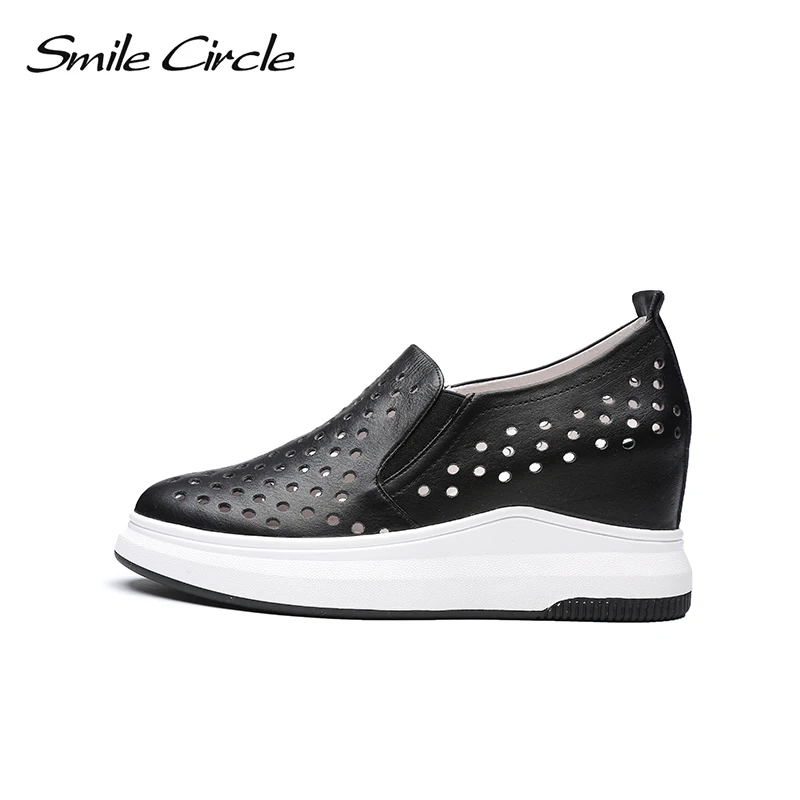 Женские кроссовки Smile Circle весенние дышащие из натуральной кожи на плоской