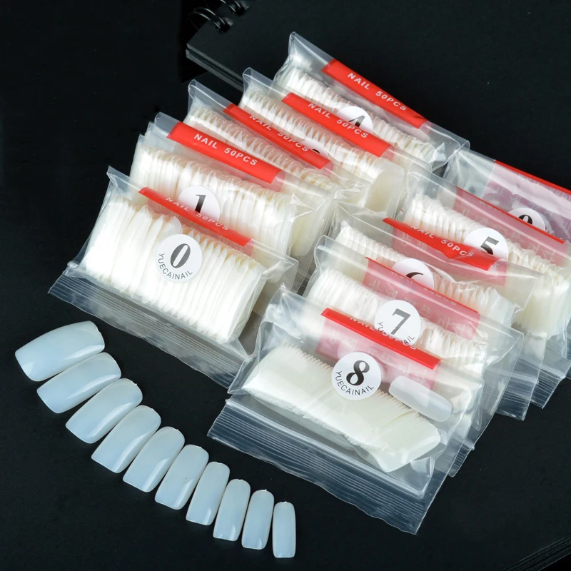Новые 500 шт./упак. Натуральные Цветные накладные ногти с квадратной головкой для