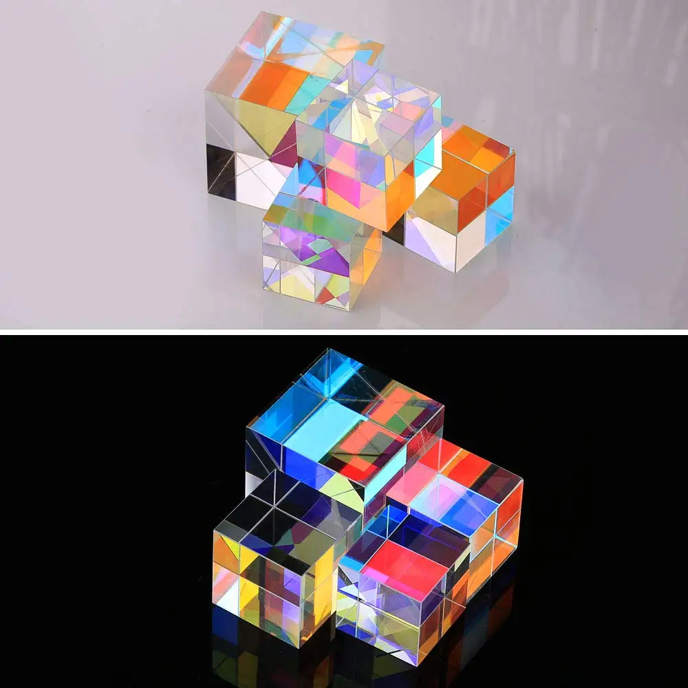 1 шт. кубическая Призма 2X2X2 см дефектный крест дихроическое зеркало Combiner сплиттер Декор прозрачный модуль Оптическое стекло класс игрушка