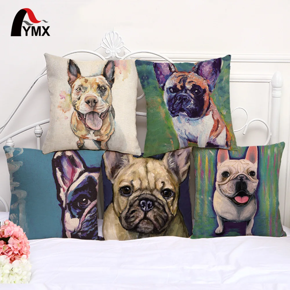 

Чехол для подушки FYMX Bulldog Frances, цветные декоративные Чехлы для дивана с рисунком собаки, домашний декор