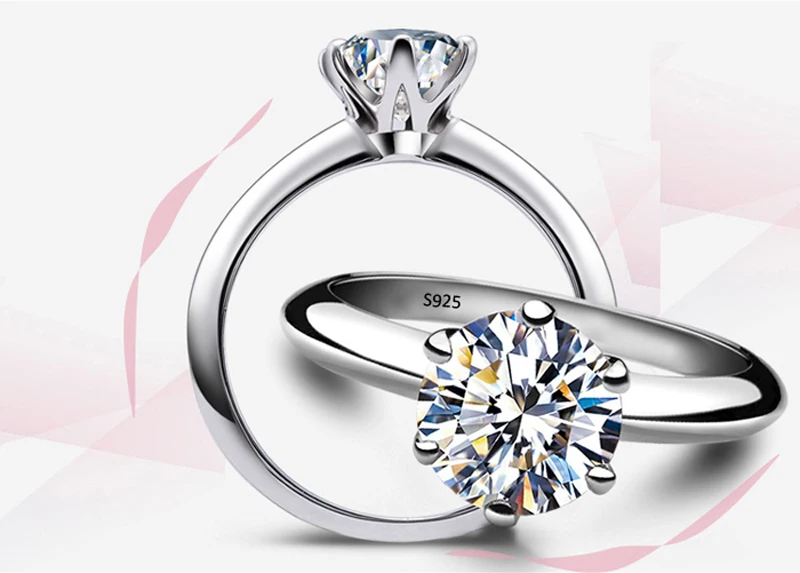 Кольцо Yanleyu из серебра 100% пробы с фианитом 1 5 карат|Кольца для помолвки| |