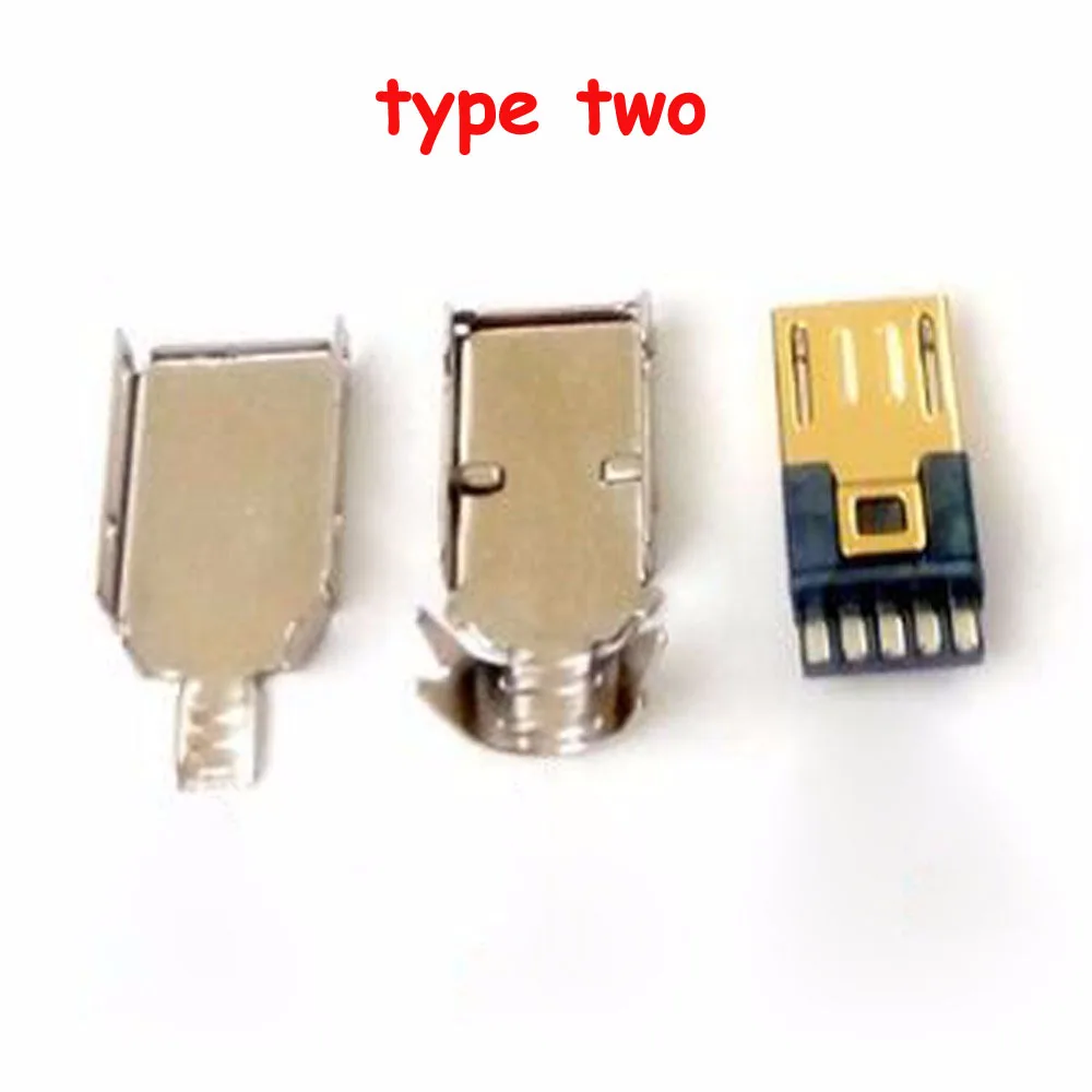 5 компл./лот позолоченный 3 в 1 micro 5p usb Штекерный разъем с металлической оболочкой