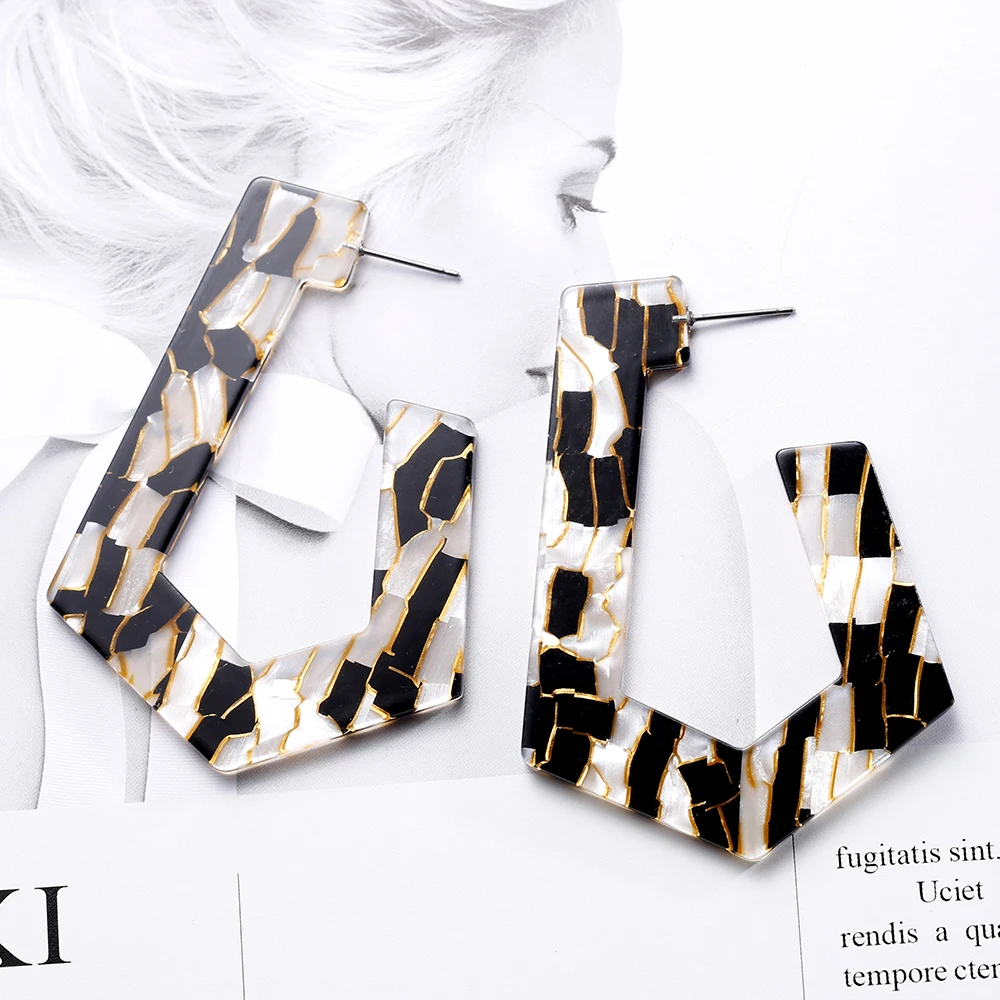 Большие серьги-кольца VIVILADY в стиле панк неправильной геометрической формы