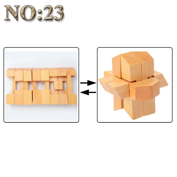 23 53 вида 3D деревянные игрушки-головоломки игра Kongming Замок куб головоломка обучающая игрушка для детей взрослых строительный комплект модель блока - Цвет: 23