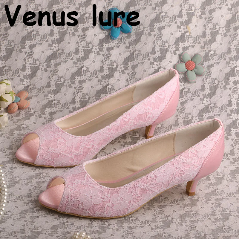 Туфли-лодочки Venus с приманкой на низком каблуке без завязывания розовые женские