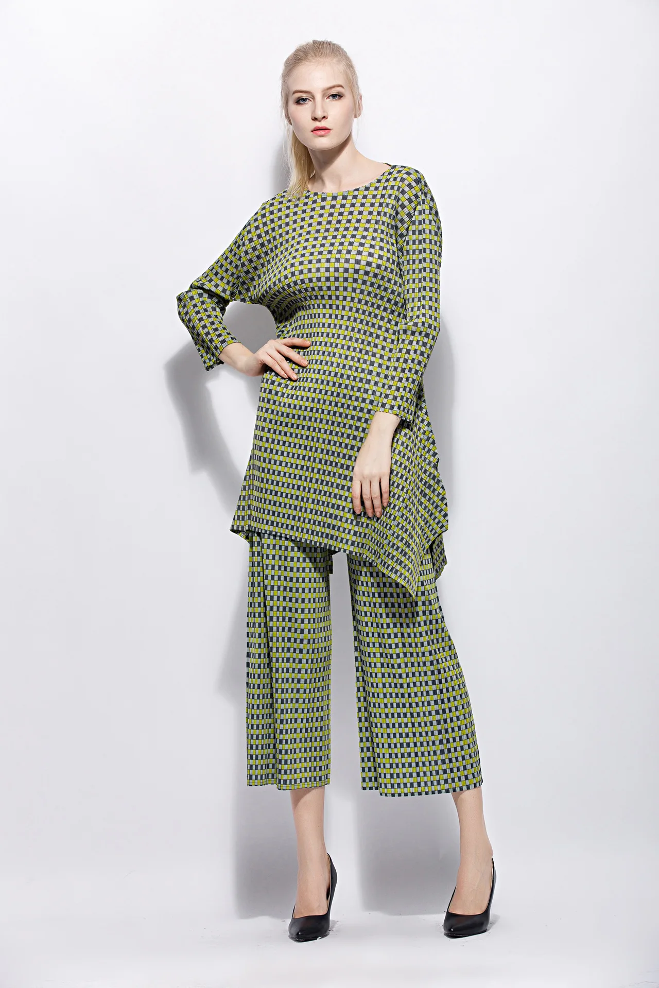 color 2 Весна Miyake необычное, с длинными рукавами, модный большой маятник платье, со сборками, модные тонкие платья - Цвет: color 2