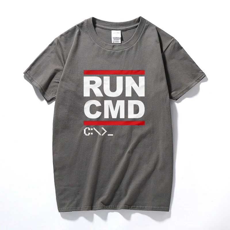 Темно-серый Run CMD компьютер программист футболка Премиум хлопок Geek Nerd Забавный подарок мода короткий рукав Футболка Топы корректирующие Camisetas Hombre - Цвет: Темно-серый