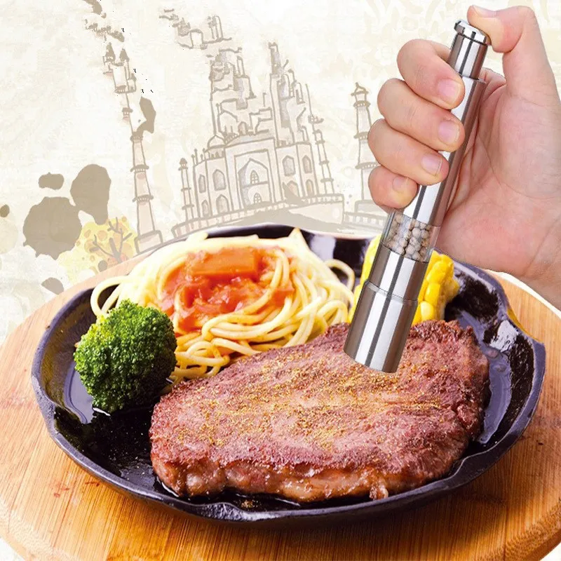 

50pcs/lot Manual Pepper Mill Salt Pepper Mill Grinder Portable Kitchen Mill Rice Powder Household Kitchen Tools YT0017