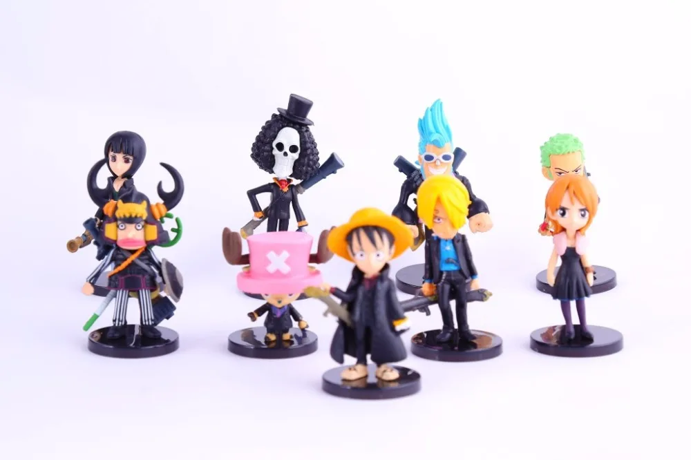 

Anime Animation One Piece Luffy Zoro Nami Robin Chopper PVC Action Figures Collectible Model Q version Toys Doll 8cm 9pcs/set