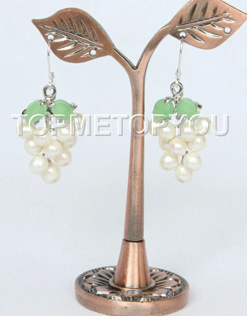 FREE SHIPPING&gt&gt&gt wholesale Dangle 23X27mm grapes shape white pearl Earrings 925 silver hook | Украшения и аксессуары
