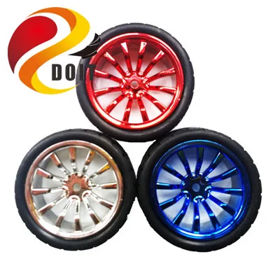 

4pcs/pack Diameter 65mm Width 27mm Robot Car Wheel Tire Tyre for Car Chassis with Plastic Wheel Hub DIY RC Model
