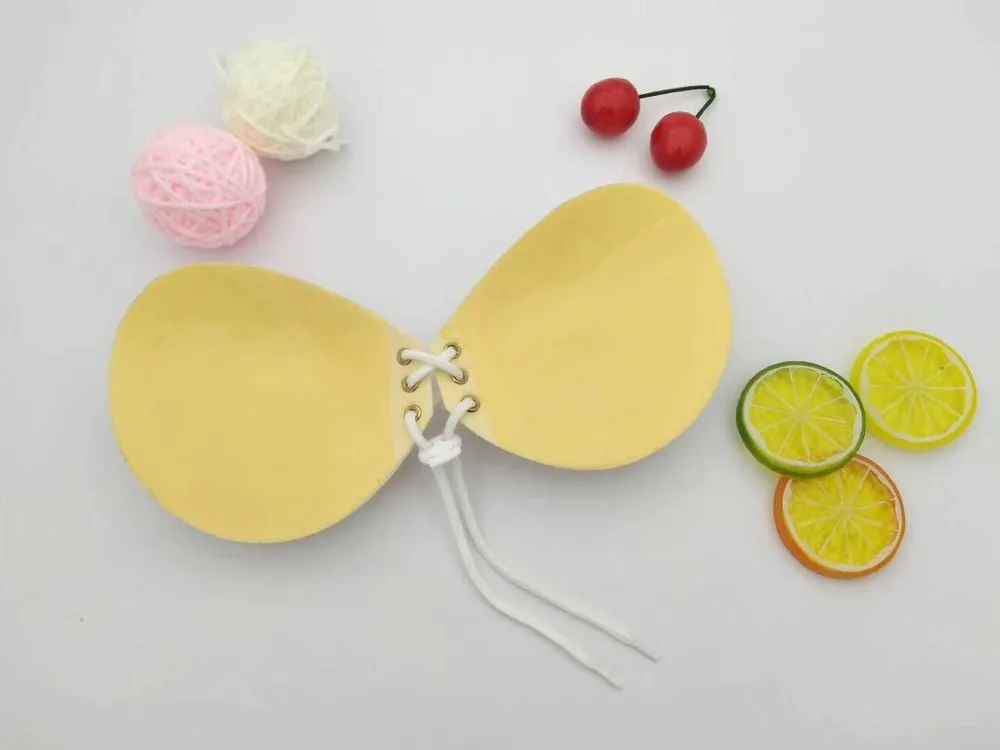 Women Silicone Bra Invisible Push Up Stick On Self Adhesive Front Lacing Bras Strapless Lingerie