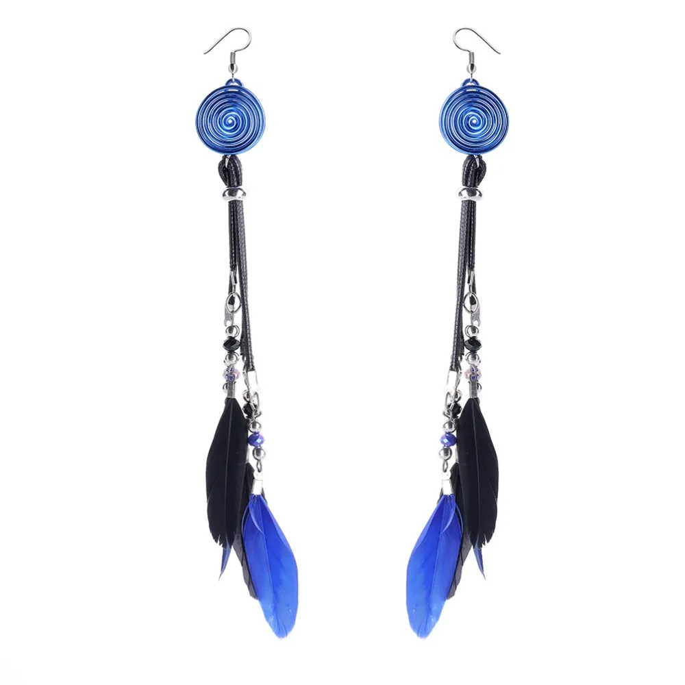 Новинка модные висячие серьги HanCheng в стиле бохо серьги-подвески с перьями