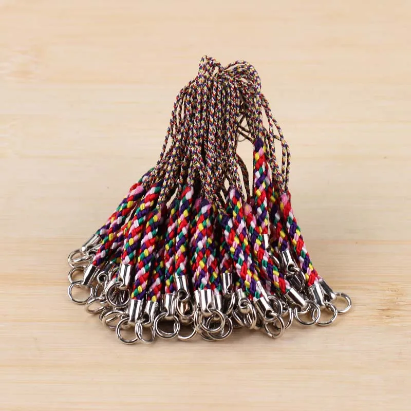 10pcs diy  jewelry accessories weaving mobile phone chain deep flower plus circle mobile phone pendant U disk hanging rope