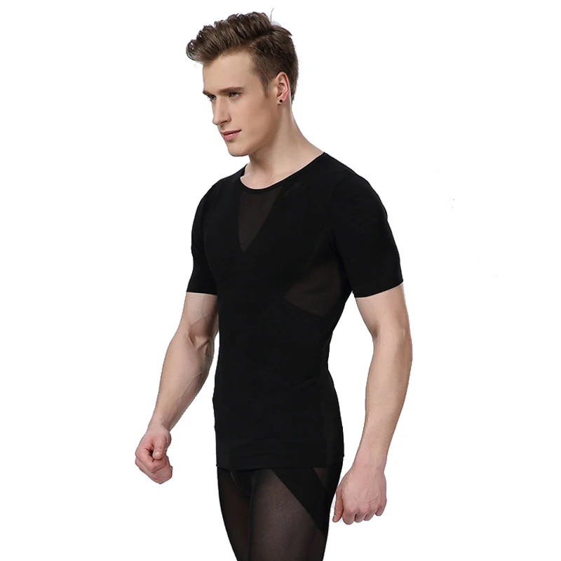 Men Gynecomastia Shaper Tshirt Waist Trainer Corsets Chest Binder Slimming Abdomen Back Support Posture Corrector Men Shapewear
