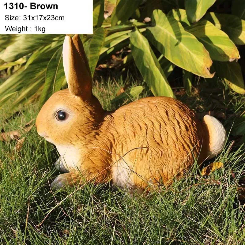 1310-Brown Милый Искусственный Кролик, украшение для дома, гостиной, украшения для сада, газон, кролик, скульптура, ремесла, миниатюрные фигурки животных, подарок - Цвет: 1310-Brown