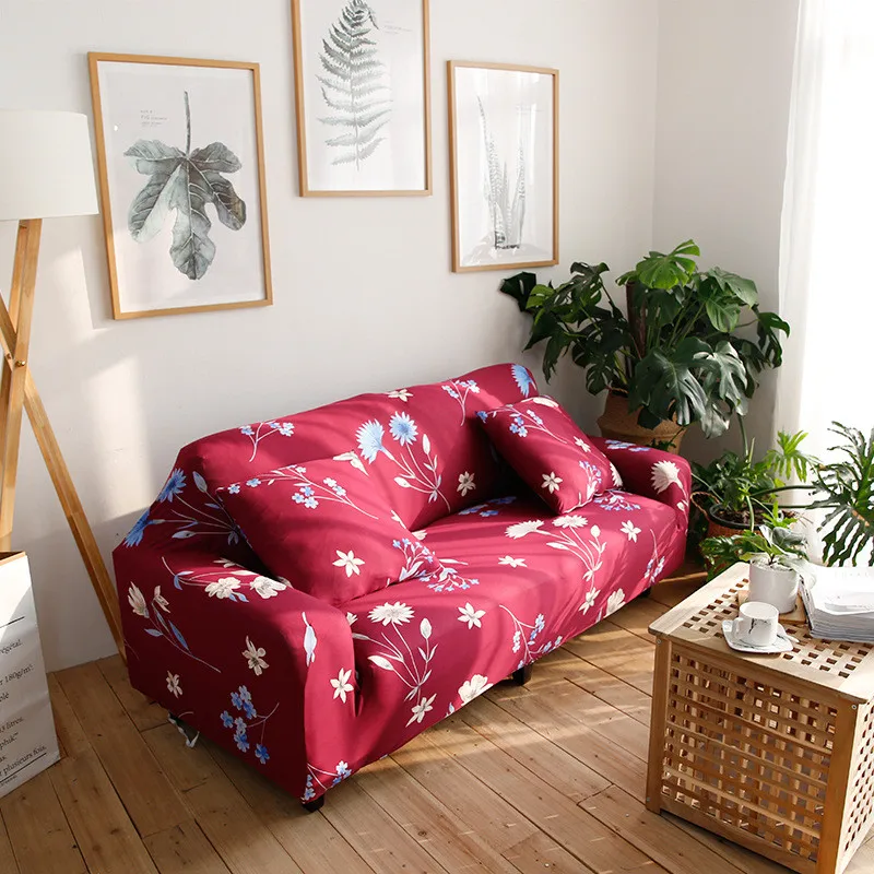 1 Easy Install Elasticity Sofa Cover Tightly All-inclusive Wrap Printed Flowers Single/double/three/four Seat Sofa Cover Slipcover - Цвет: 1