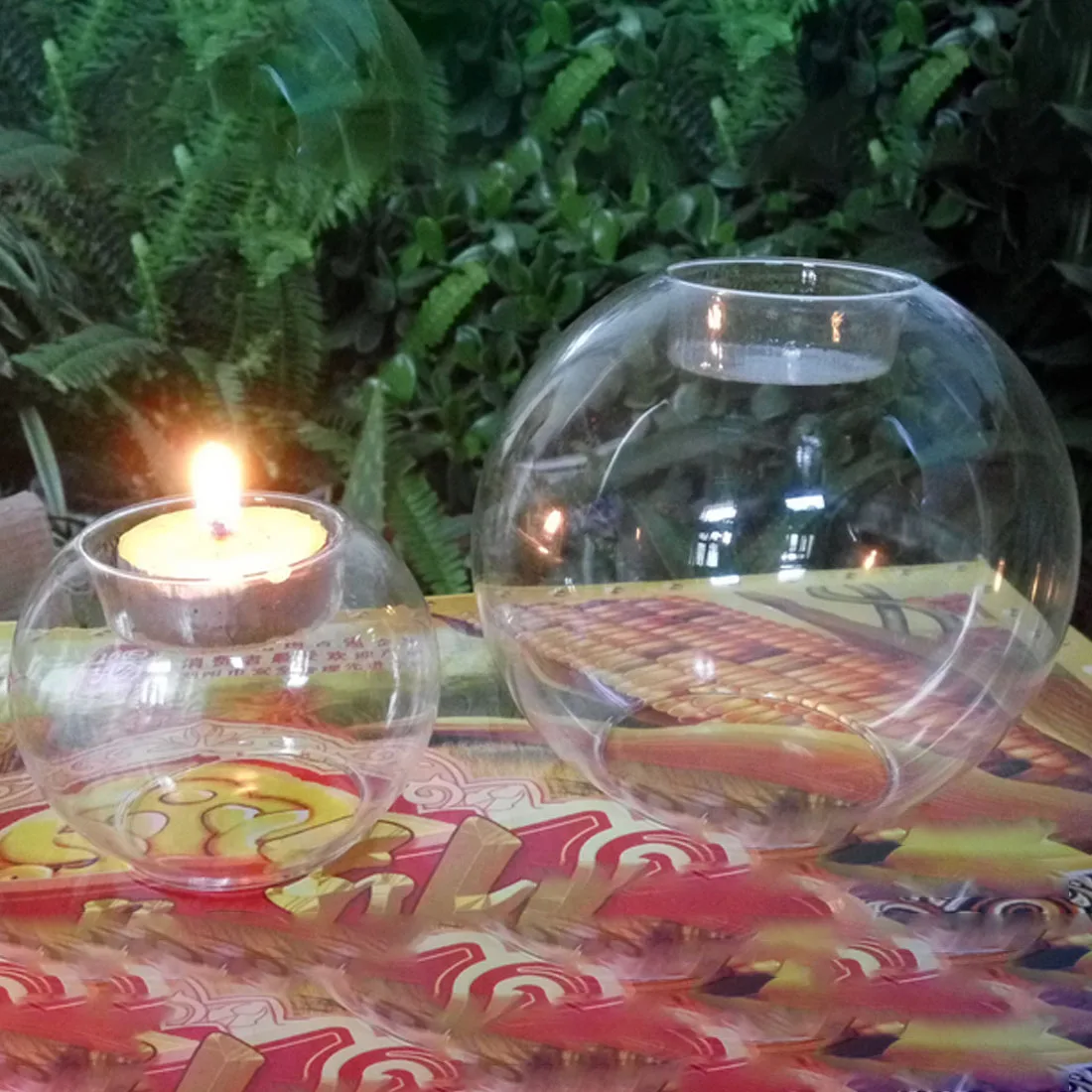 

Candlestick Round Hollow Glass Candle Holder Wedding Decor Crystal Glass Hanging Creative Candle Holder Tealight Candle Holders