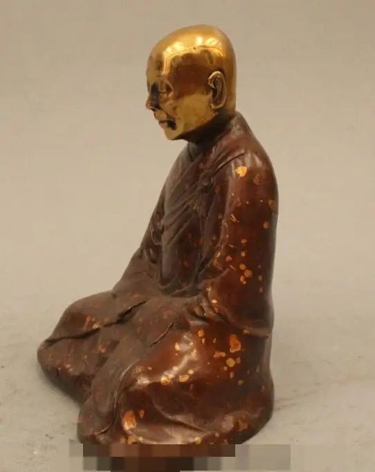 

Free shipping S03167 6" Chinese Buddhism Purple Bronze Buddhist Monk Bonze Shaveling Statue Sculpture