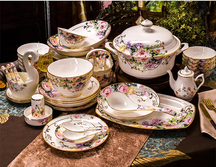Bone china столовая Посуда Европейский набор керамических блюд бытовой новоселье свадебный подарок посуда