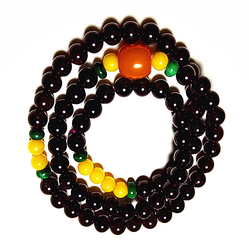 Мода природный гранат браслет черный кристалл Для женщин изделия Круглый Бусины