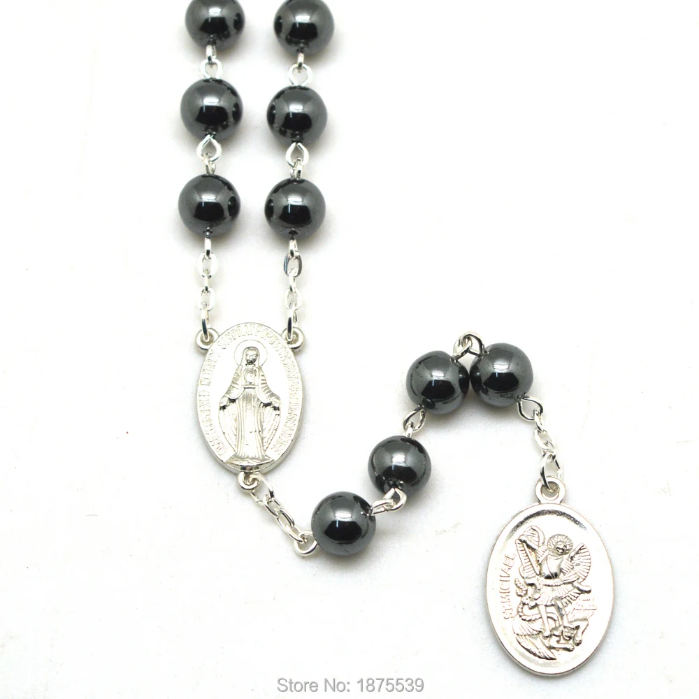 Бусины из гематита ожерелья с четками СВ-Майкла круглые бусины перекрестными