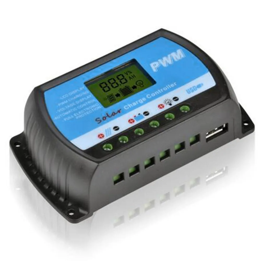 Панель зарядки от солнца контроллер PWM 20A батарея 12 В/24 В ЖК дисплей экран авто 5 usb