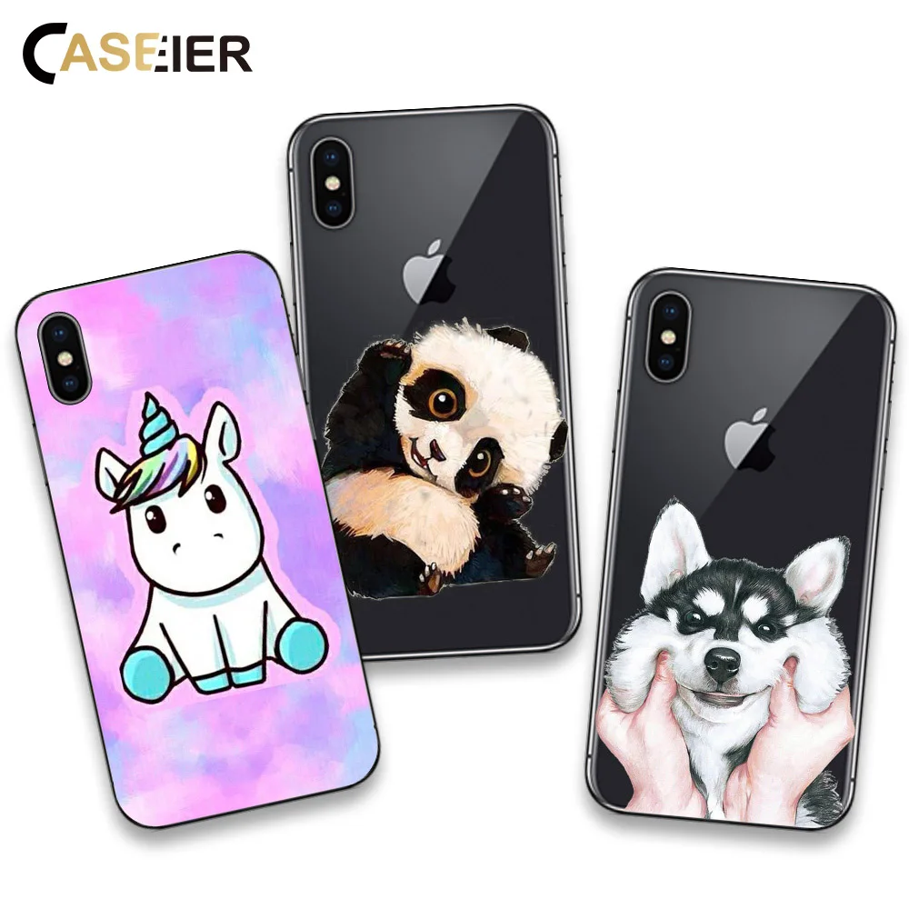 CASEIER роскошный чехол с пандой для iPhone 7 6s Plus силиконовые чехлы TPU рисунком 6 7X8 5 5S SE |