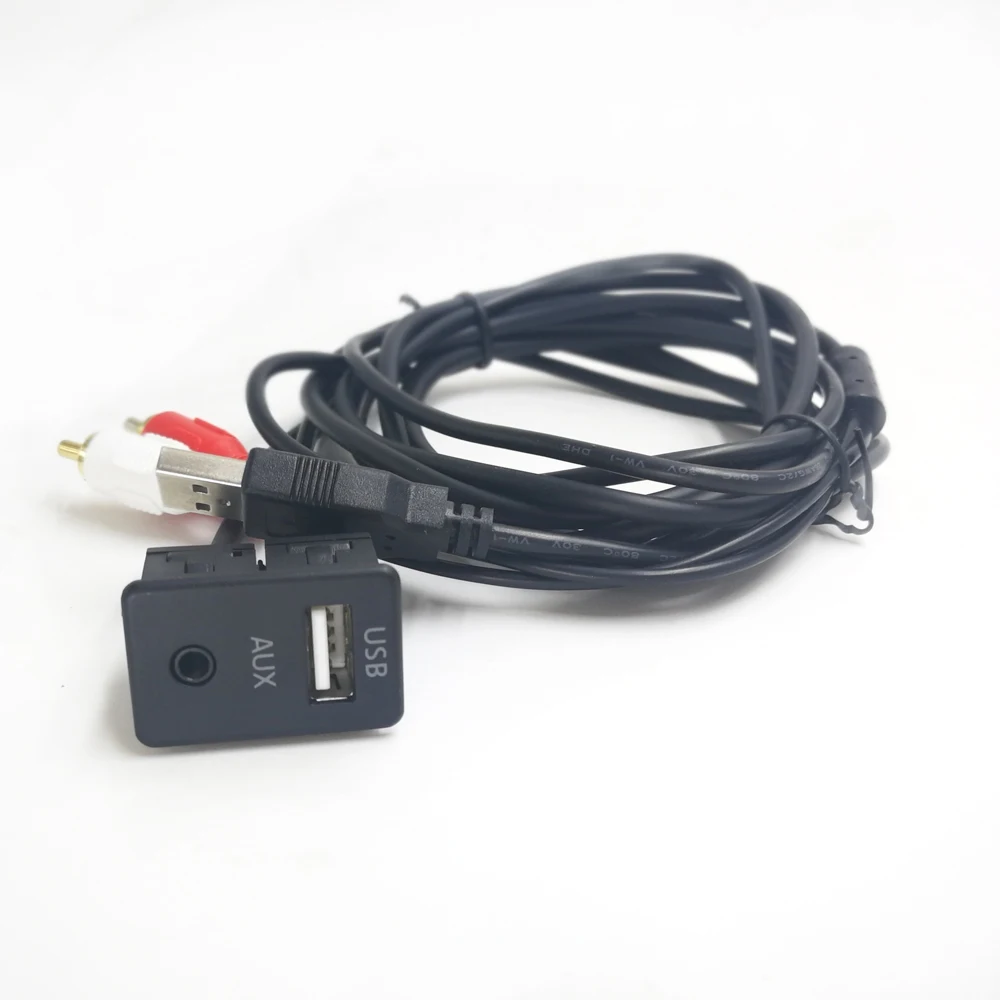 Biurlink 100 см Универсальный Автомобильный AUX USB/2RCA USB панельный порт зарядки адаптер для Toyota Collora Camry для Mitsubishi
