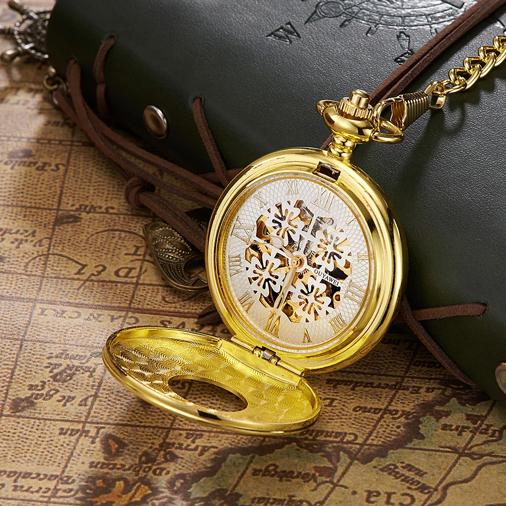 Мужские женские и мужские часы OUYAWEI Механические наручные скелетоны с полым