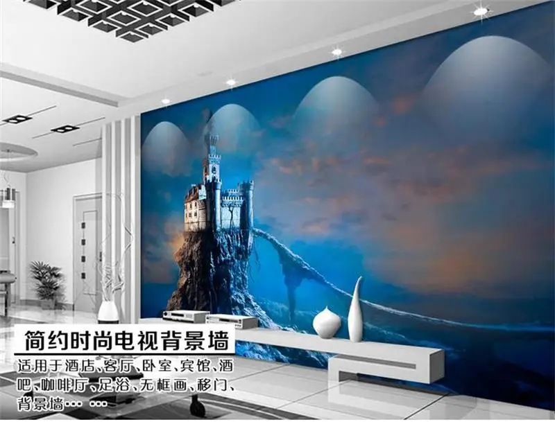 3d обои для комнаты на заказ фотообои не тканая настенная наклейка синий замок