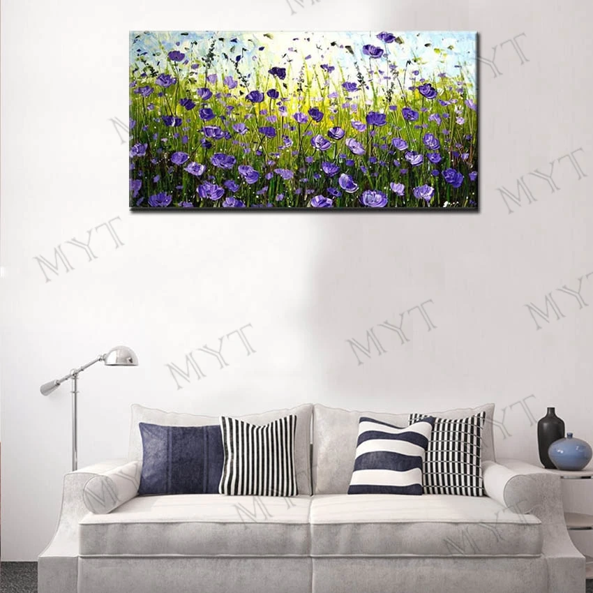 MYT 100% Handmade Landscape Oil Paintings On Canvas Wall Art Pictures For Living Room Bedroom Hotel Flower Home Decor | Дом и сад