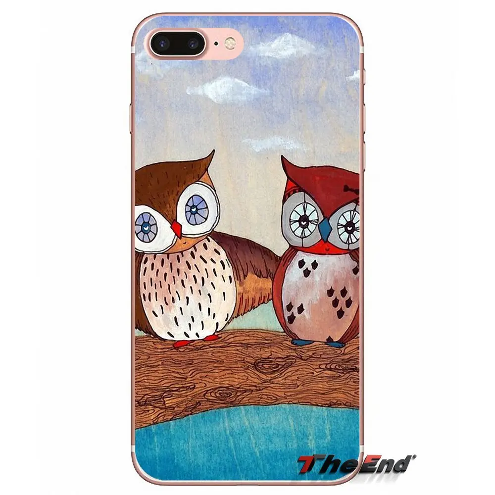 Для iPhone X 4 4S 5 5S 5C SE 6 6S 7 8 Plus Samsung Galaxy J1 J3 J5 J7 A3 A5 2016 2017 Совы коллаж рисунок