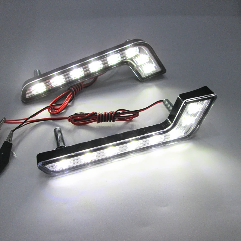 2 шт. подсвеченные дневные ходовые огни L-типа 5050 8SMD 8LED 6000K 12 В постоянного тока