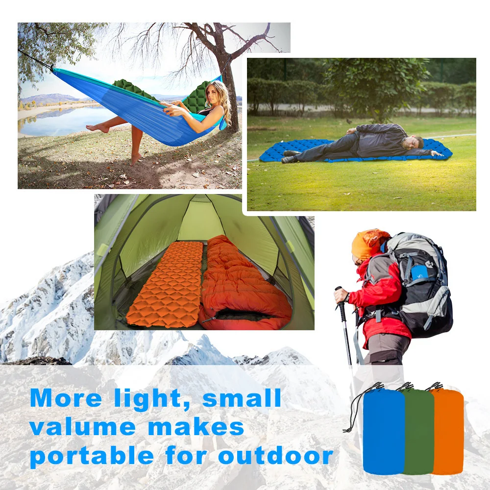Inflatable Camping Mat With Pillow Sleeping Pad Air Mattress Cushion load Sofa Portable Outdoor travel Trampoline | Игрушки и хобби