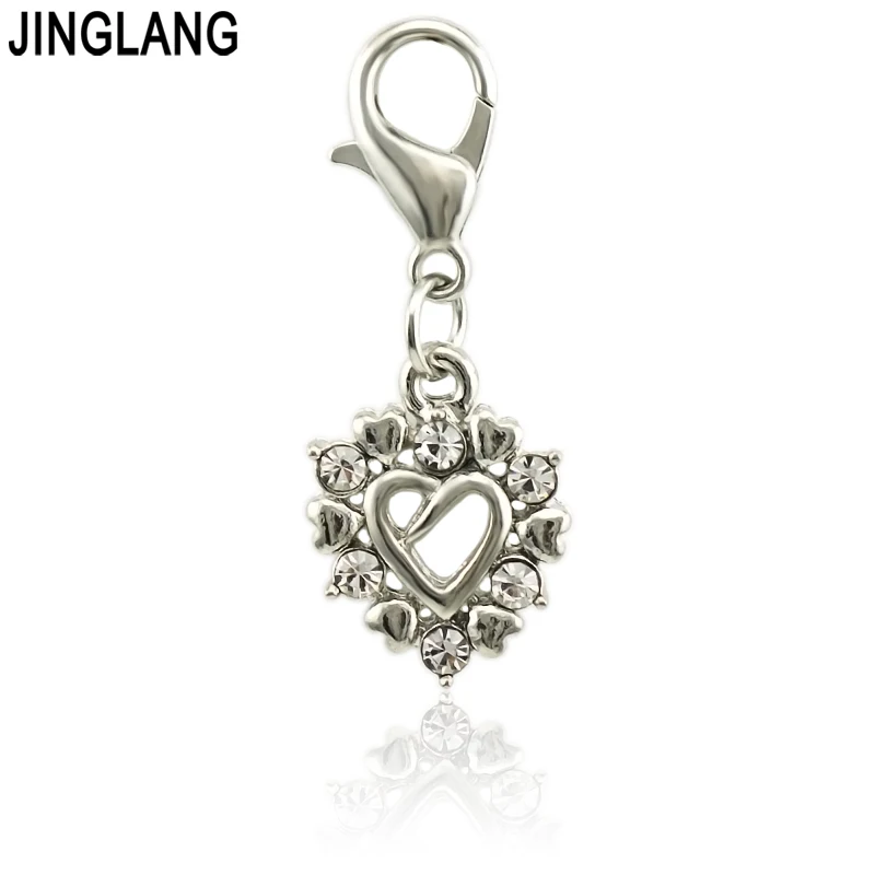 

JINGLANG Mix Colors Enamel Heart Charm DIY Metal Bracelet Necklace Jewelry Findings 50 Pieces
