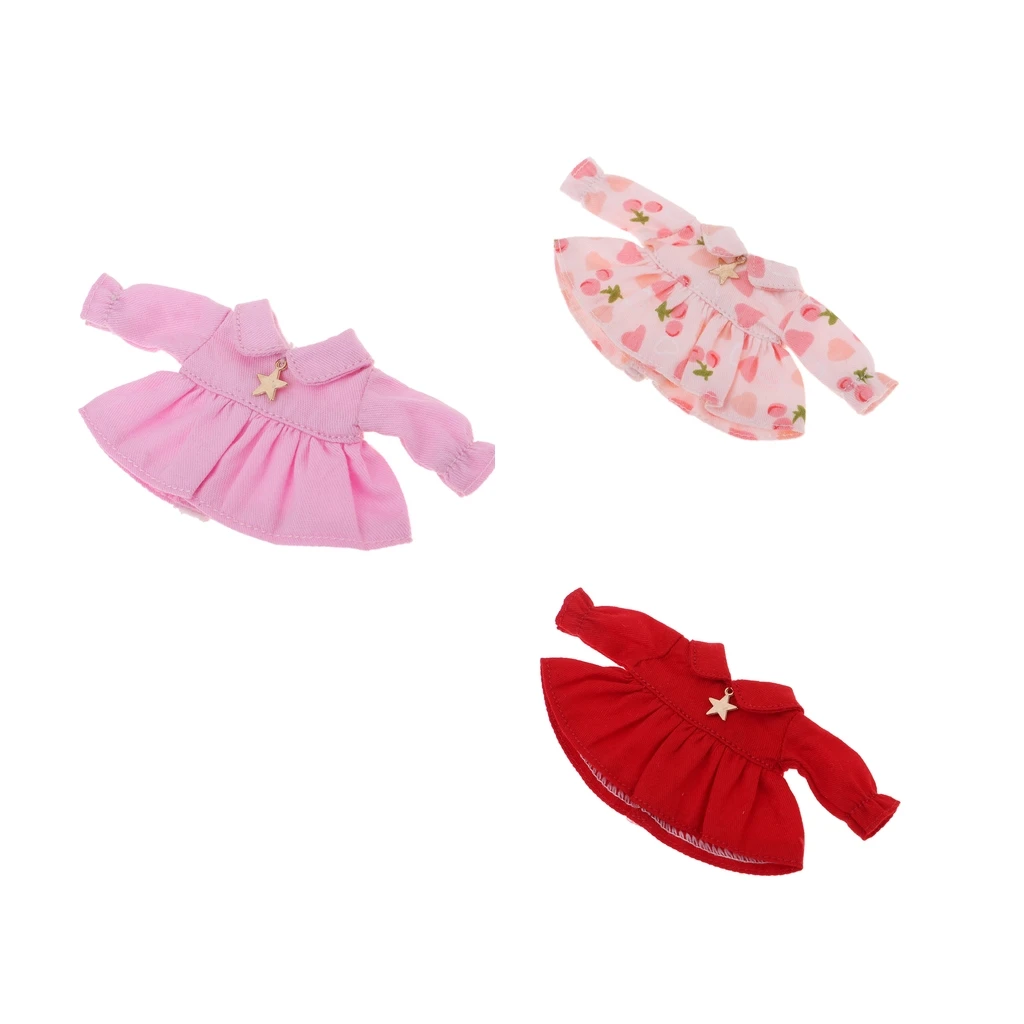 MagiDeal милые куклы с длинным рукавом рубашка платье для OB11 1/12 BJD мини одеваются