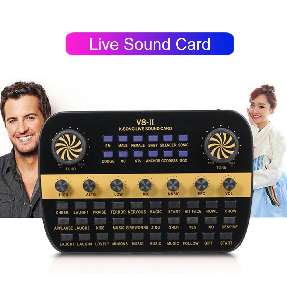 

Black Professional Live Mixing Studio Audio Sound Console Mixer Console Network Anchor Sound Card for Computer PC Live Sound